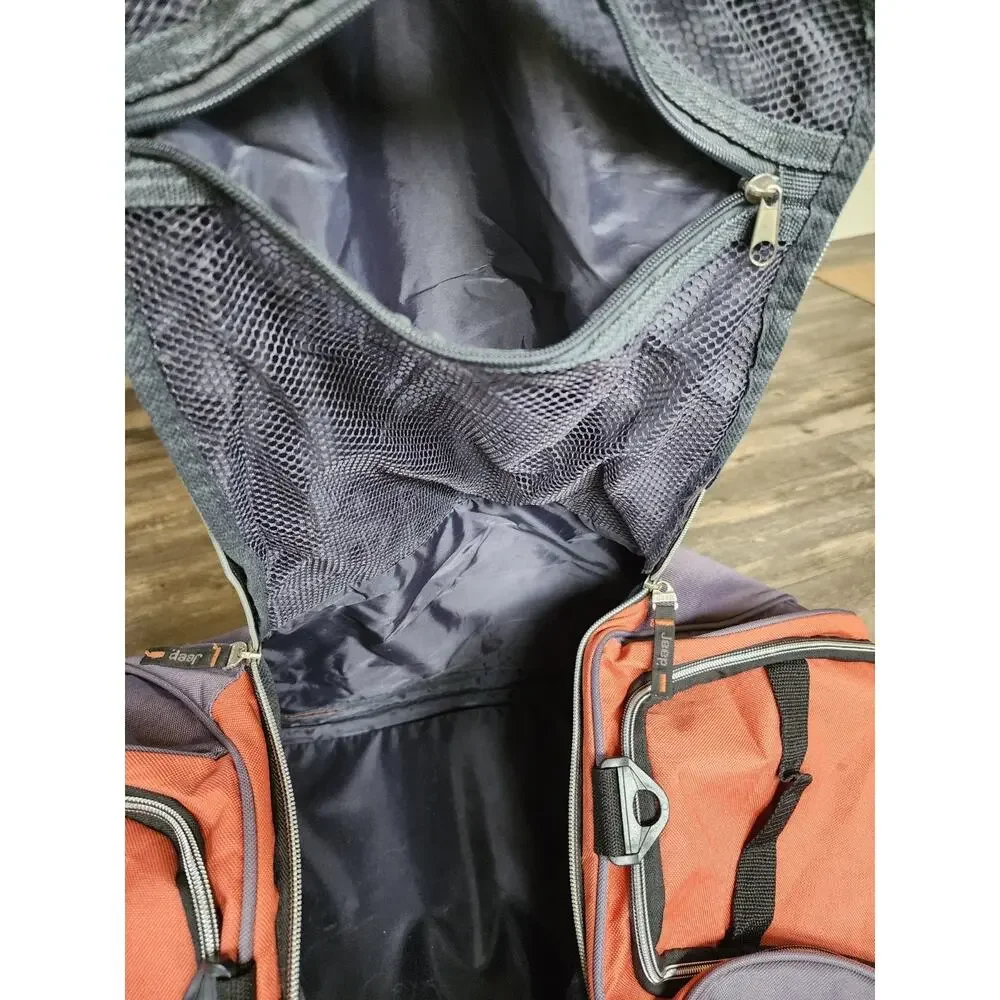 Large Jeep Duffle Travel Luggage Bag Rugged Orange, Black & Gray 20” X 9” X 12”